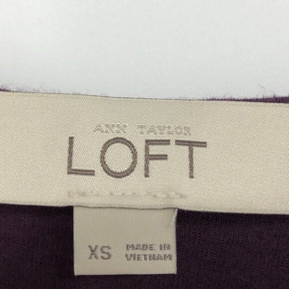 Loft purple long sleeve illusion lace neckline cutout crochet sleeve t-shirt XS - Picture 4 of 13